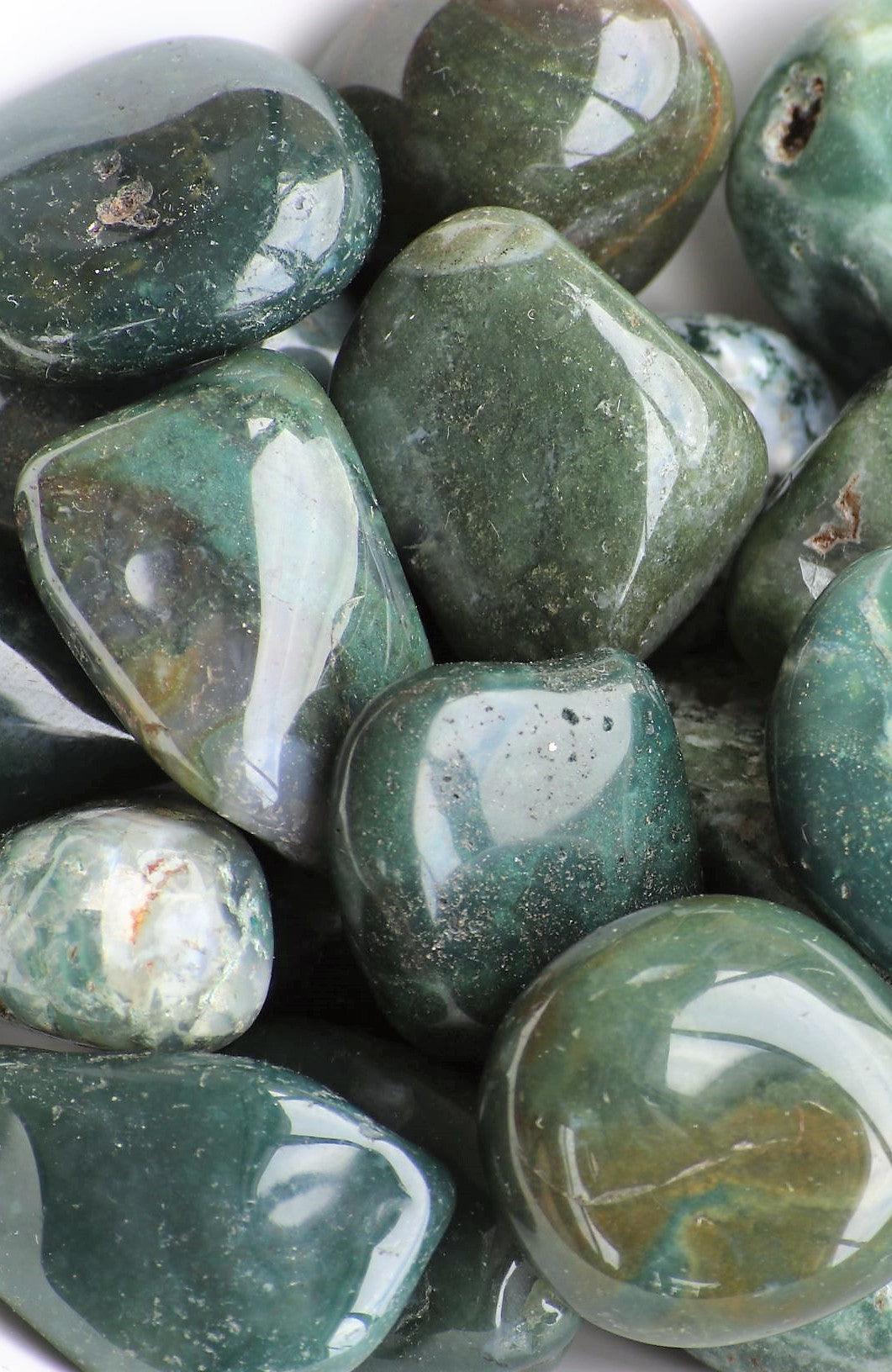 Green Moss Agate Tumbled Stone